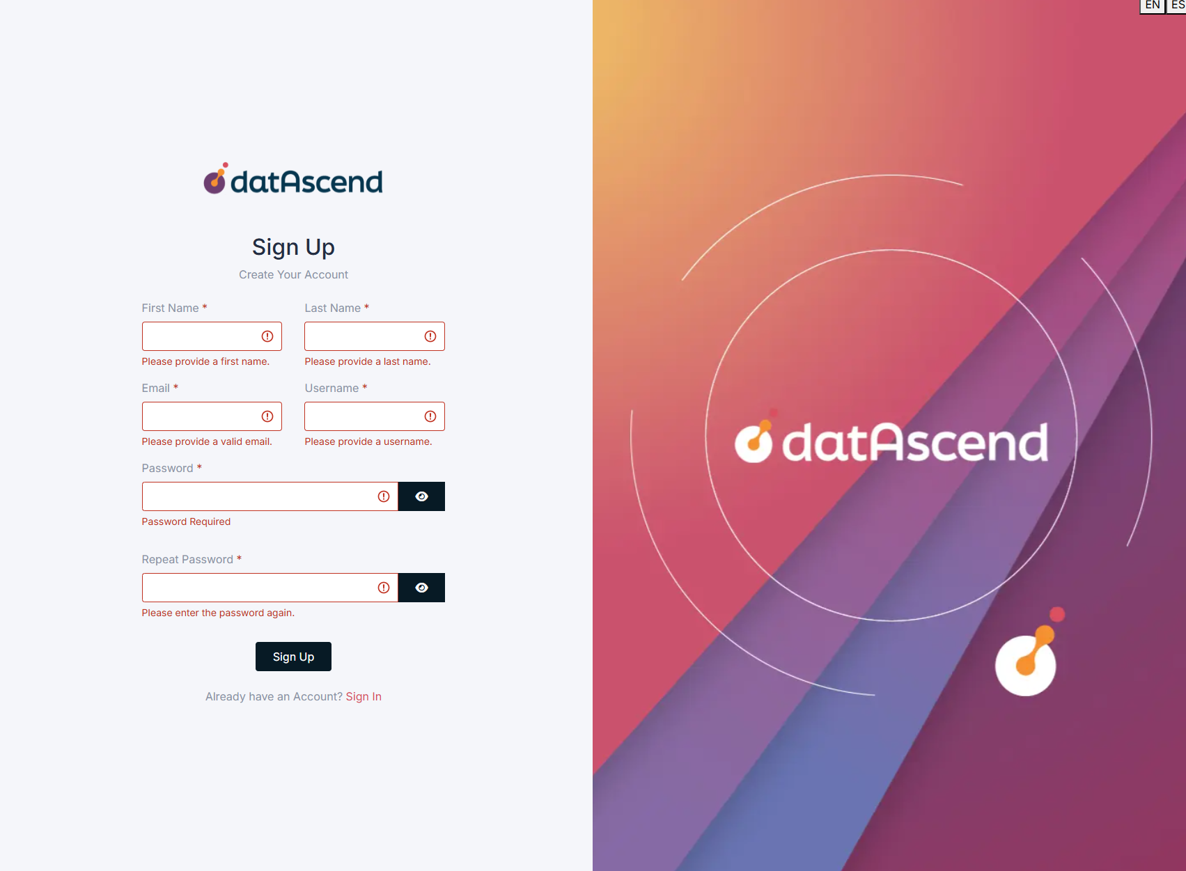 Error for missing fields