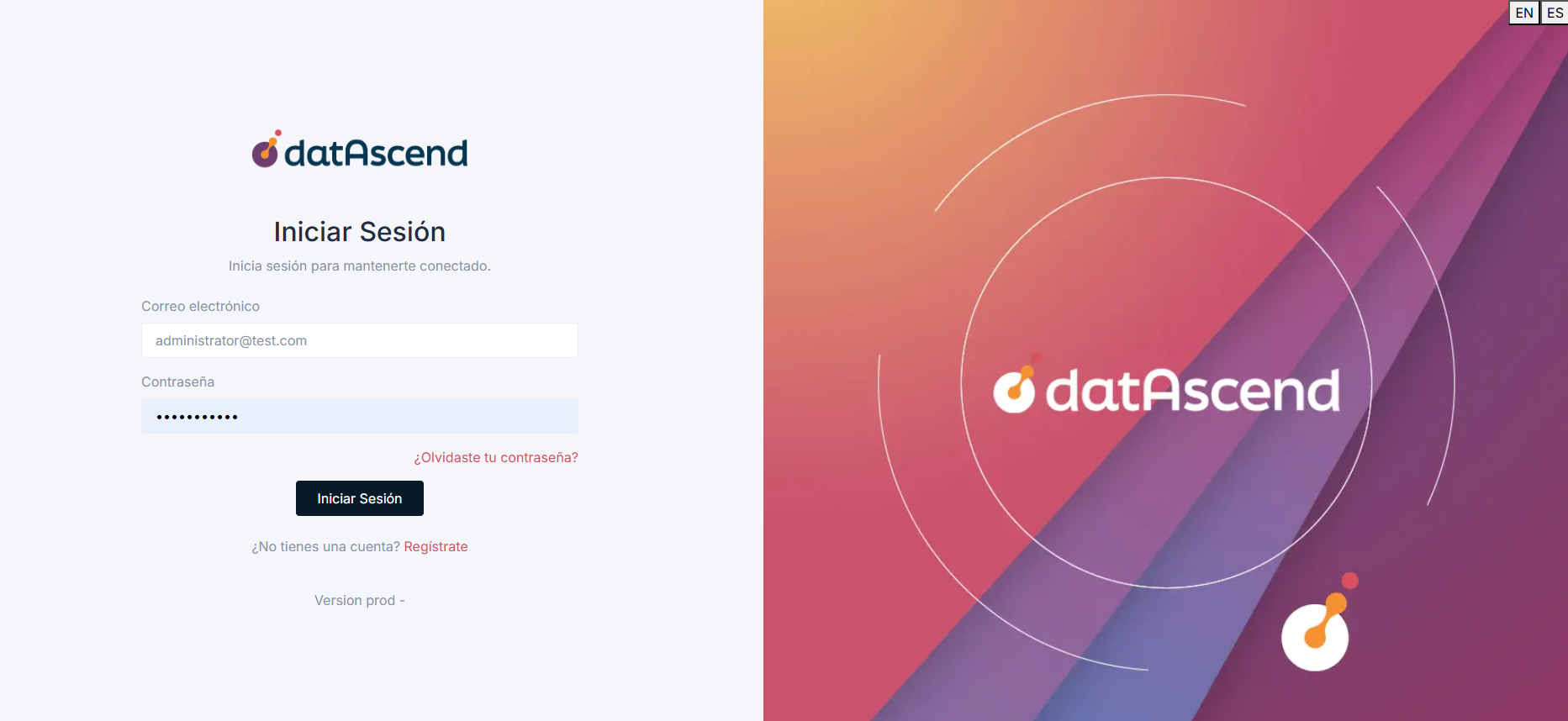 Formulario de inicio de sesión