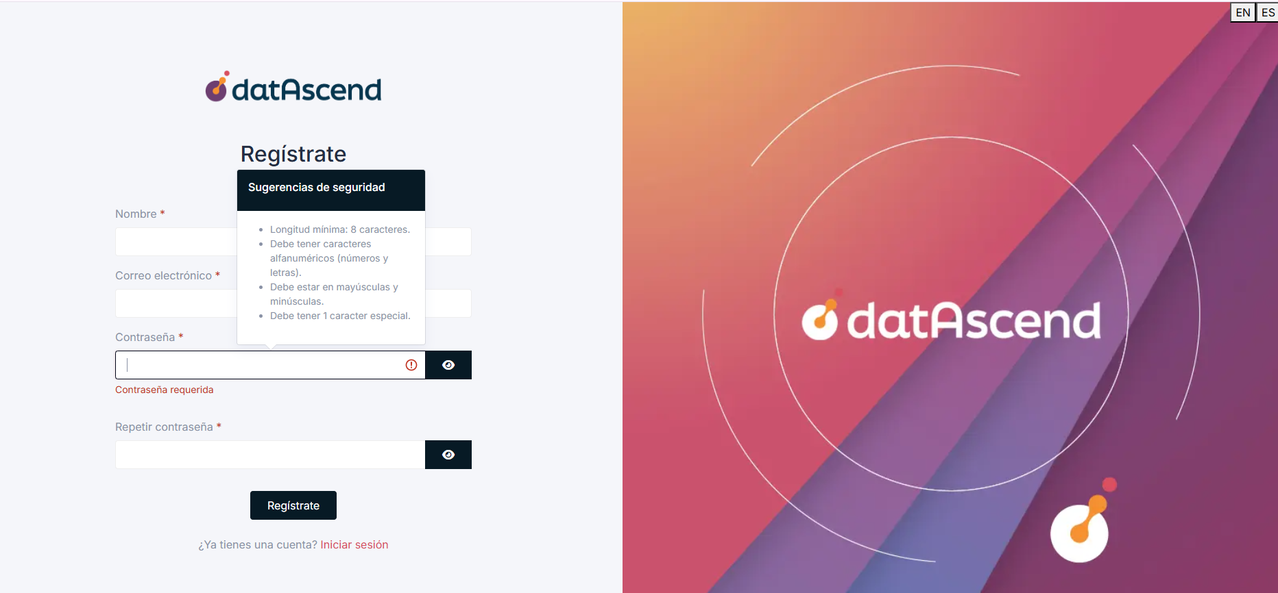 Requisitos de seguridad de la contraseña