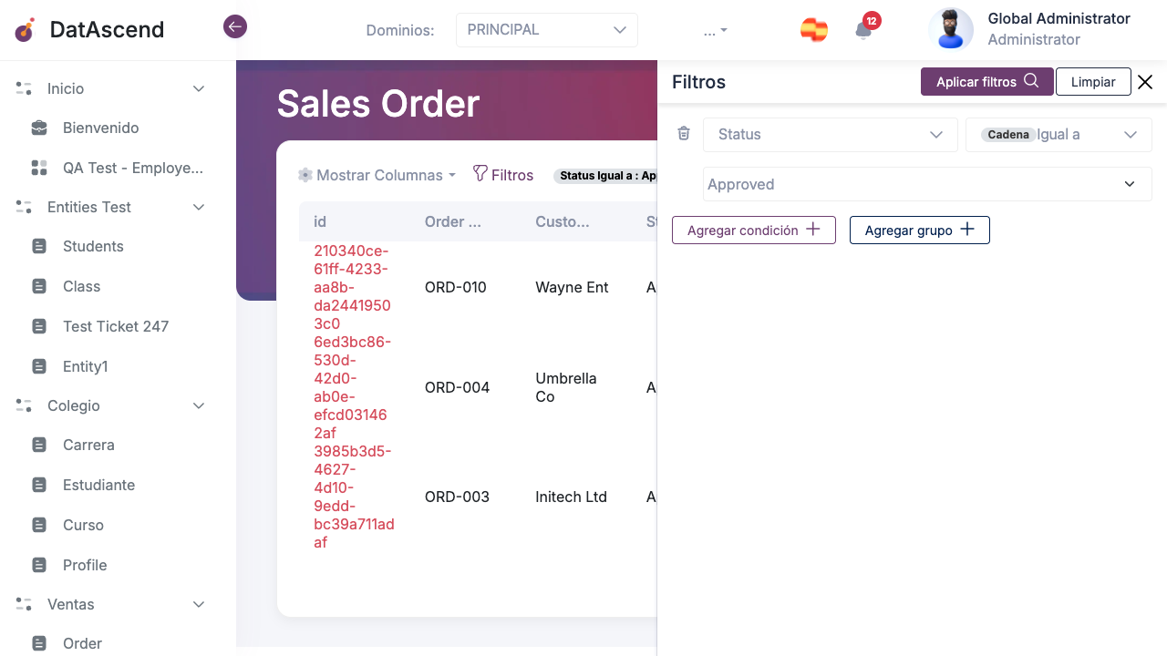 Filters button highlighted indicating active filters are applied