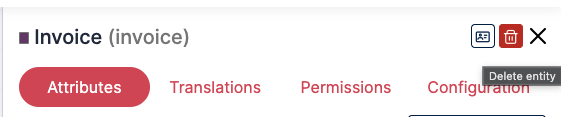 Delete entity button with a trashcan icon