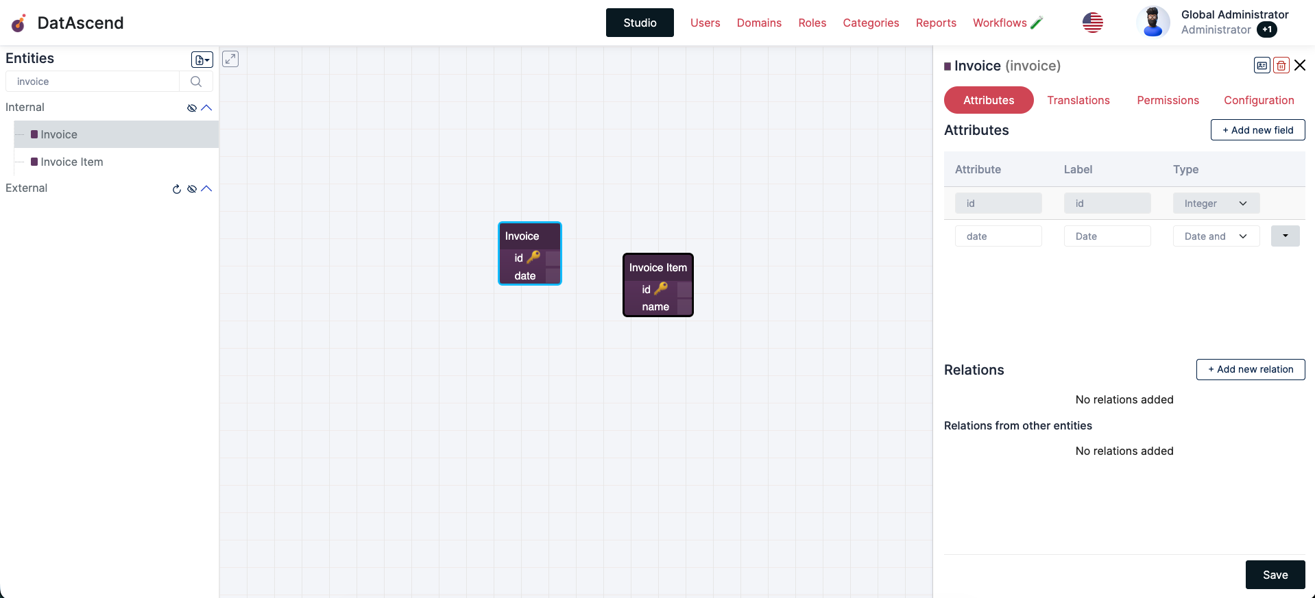 Studio image with the details drawer