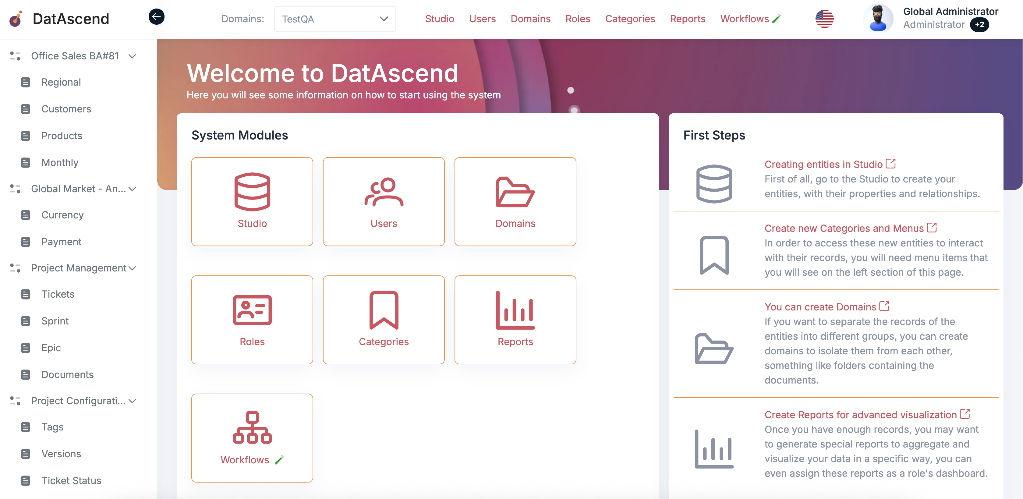 Image showing how to access an entity's record list from the sidebar