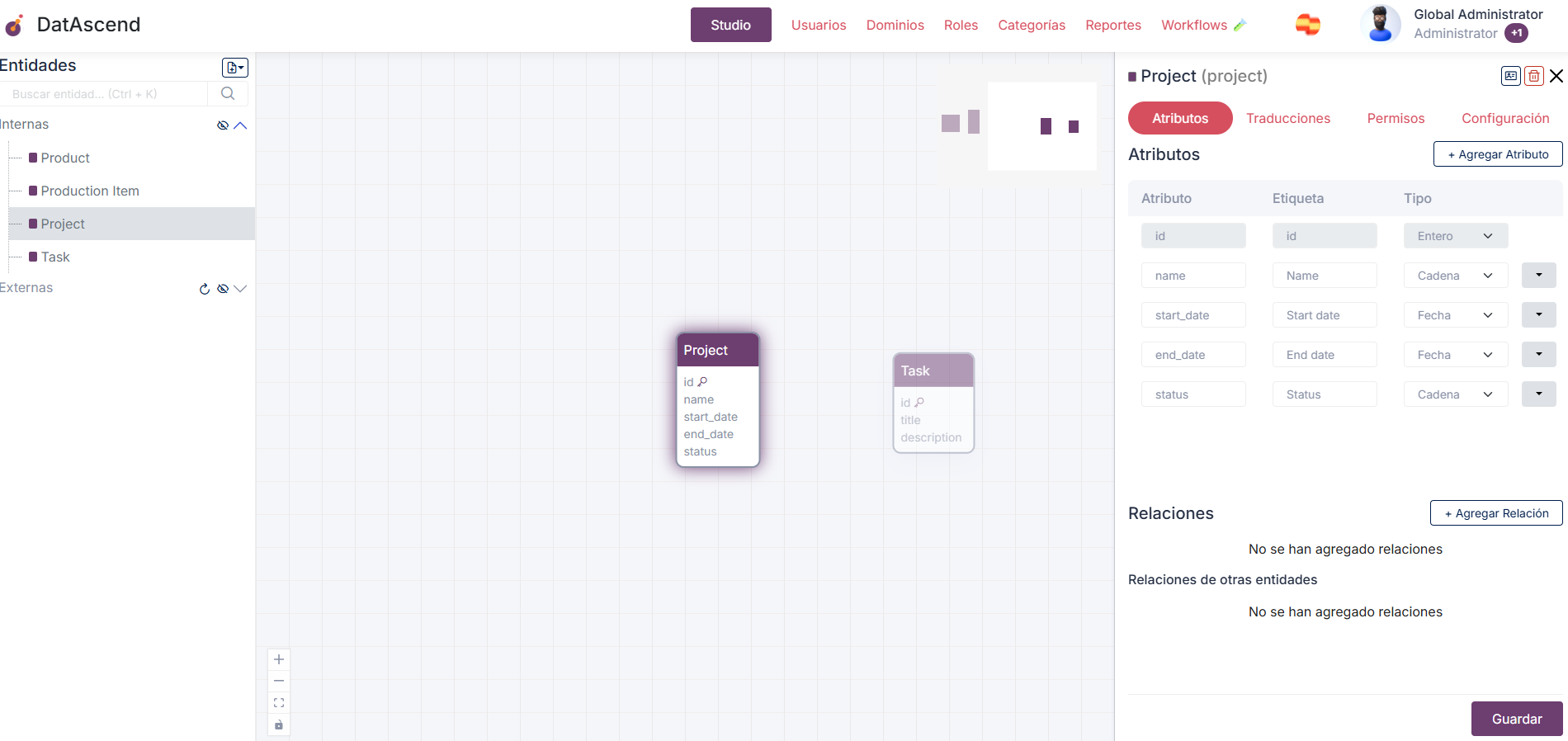 Imagen del Studio con el panel de detalles
