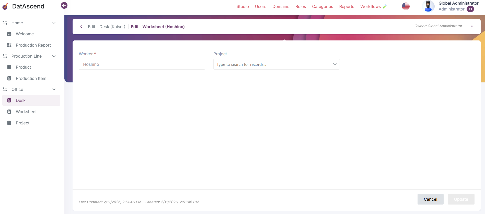 List of Worksheets under a Desk