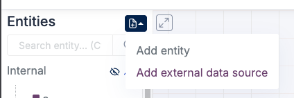 External data source dropdown open