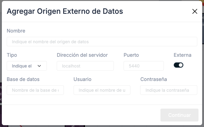 Icono de agregar fuente de datos externa