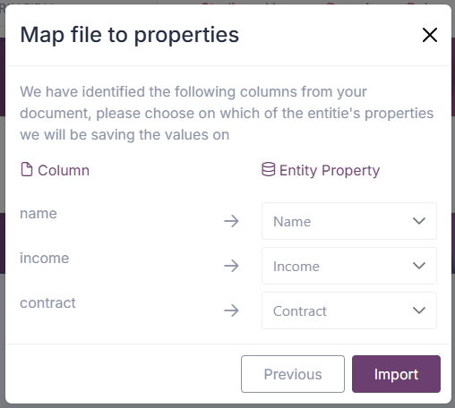 Import modal mapping step