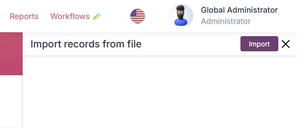 Import side panel opens