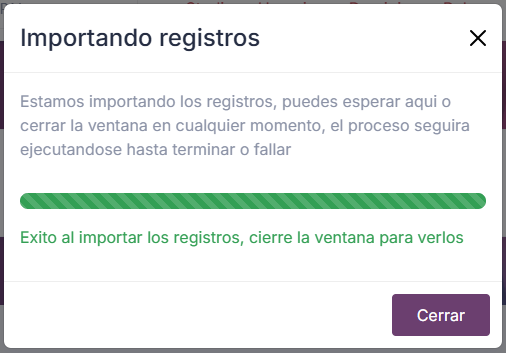 Importación exitosa