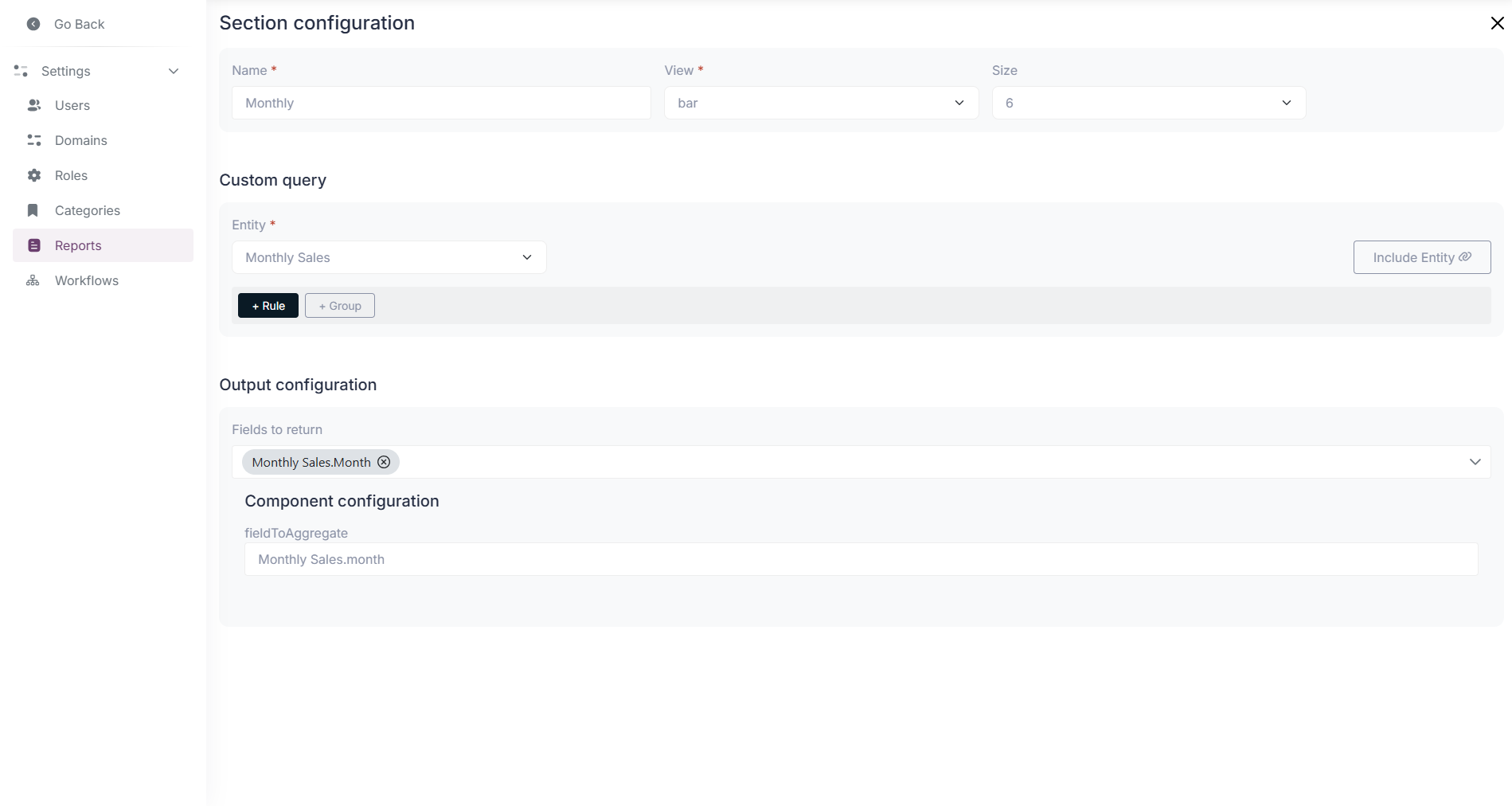 Bar Chart Section Configuration