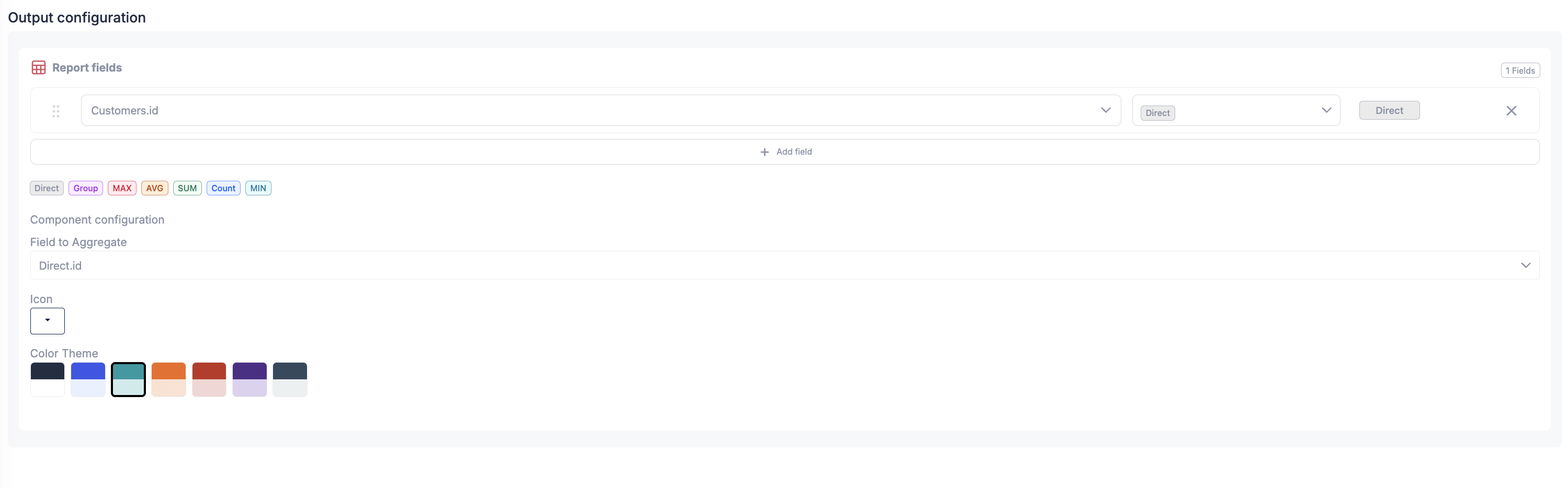 Segunda imagen de campos de configuración de la sección Gráfico de Tarta
