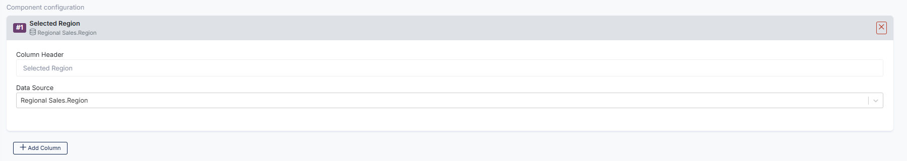 Table Section Configuration Columns