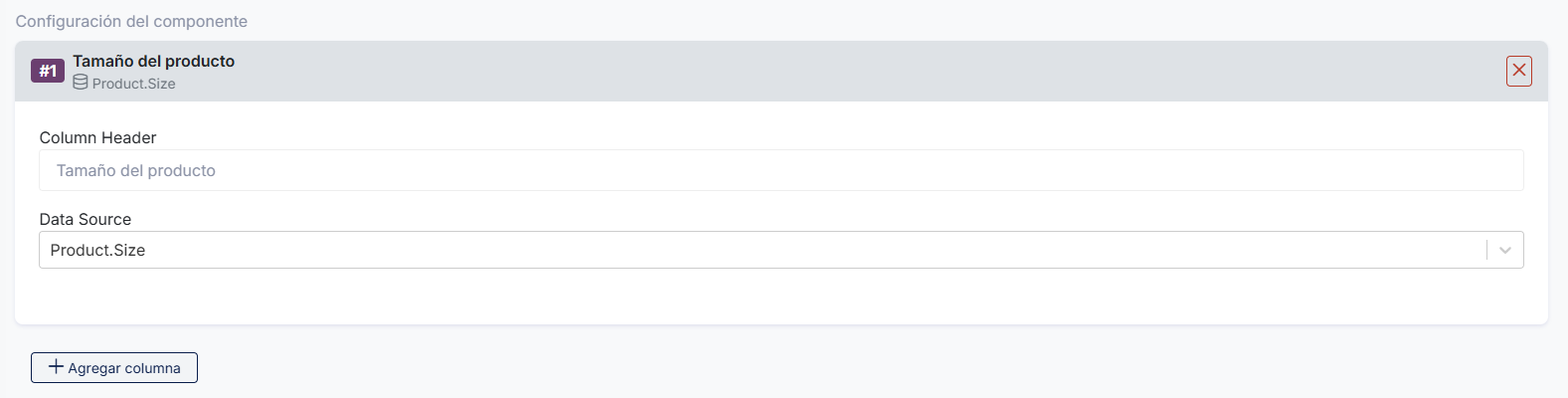 Columnas Configuración Sección Tabla