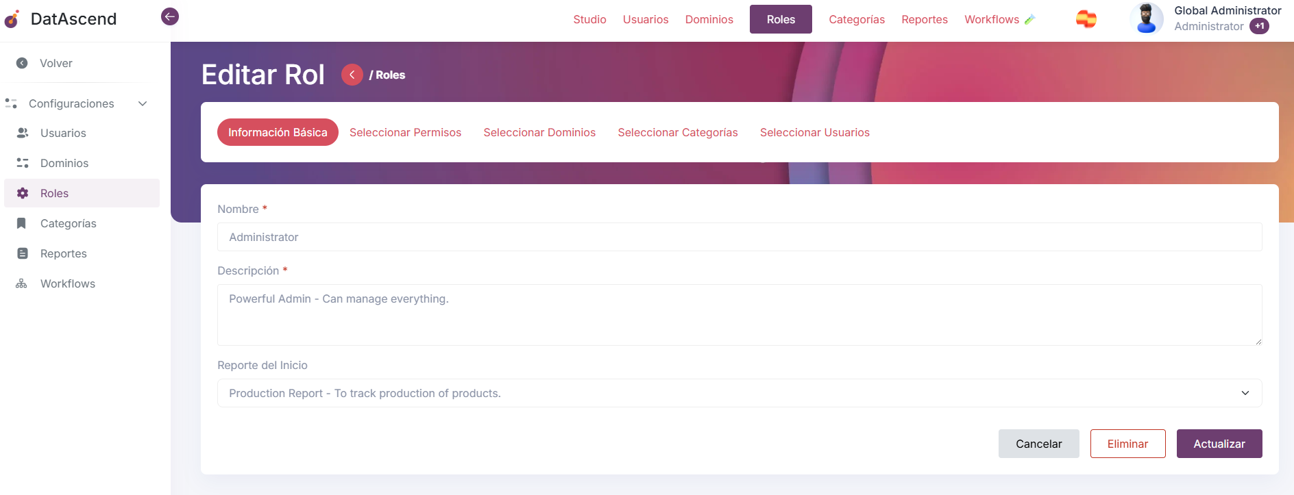 Asignar Reporte a Rol
