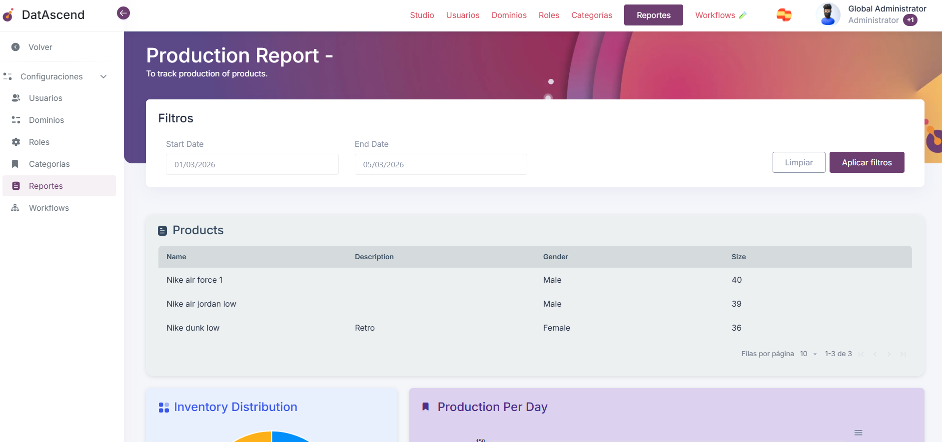 Filtros de Visualización de Reporte