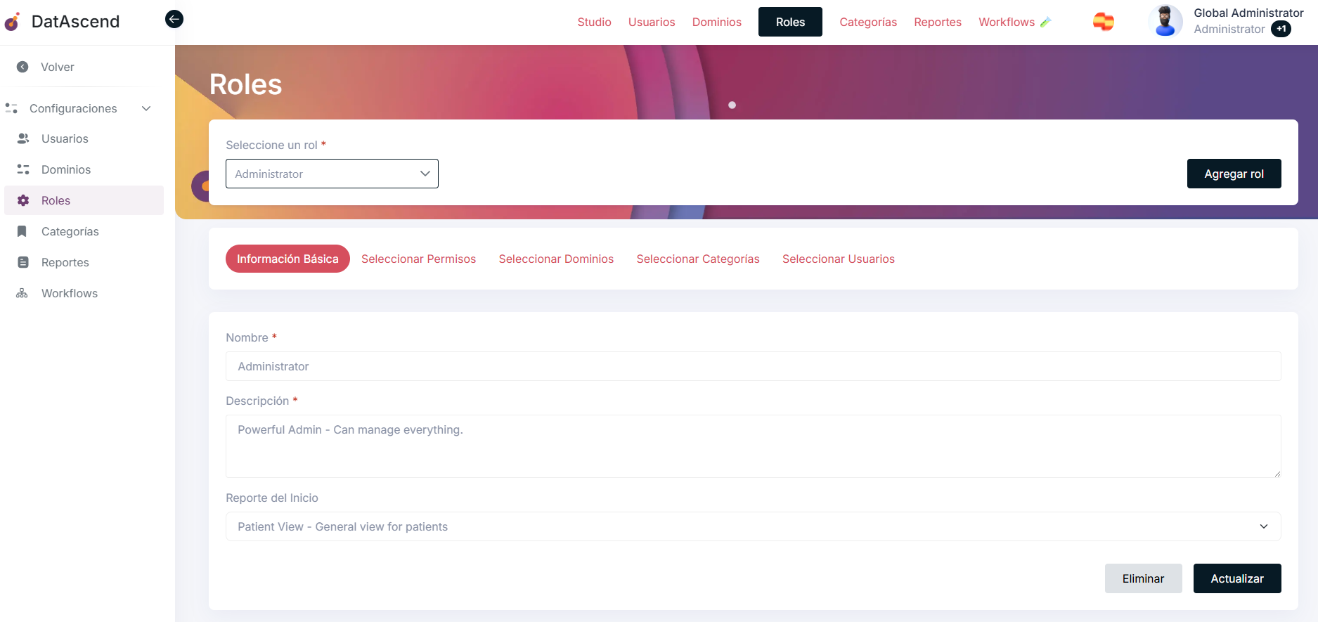 Información básica del rol