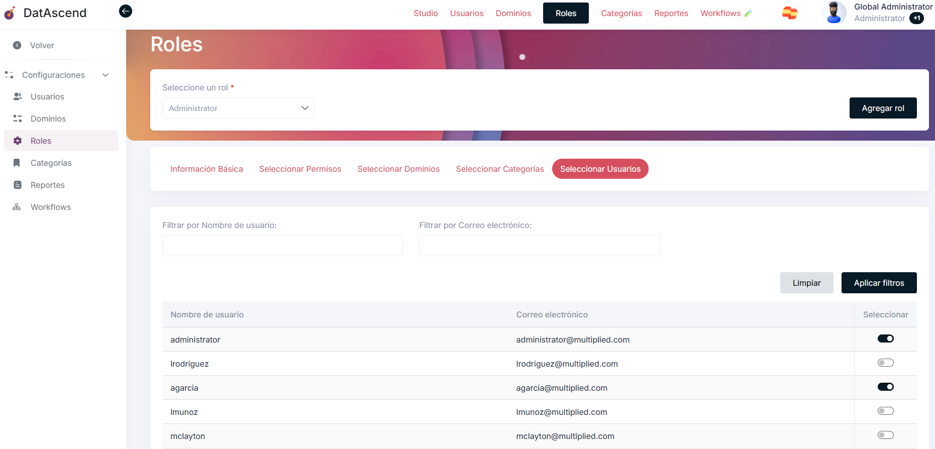 Usuarios asignados al rol
