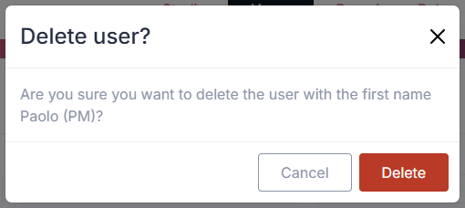 Delete User Confirmation
