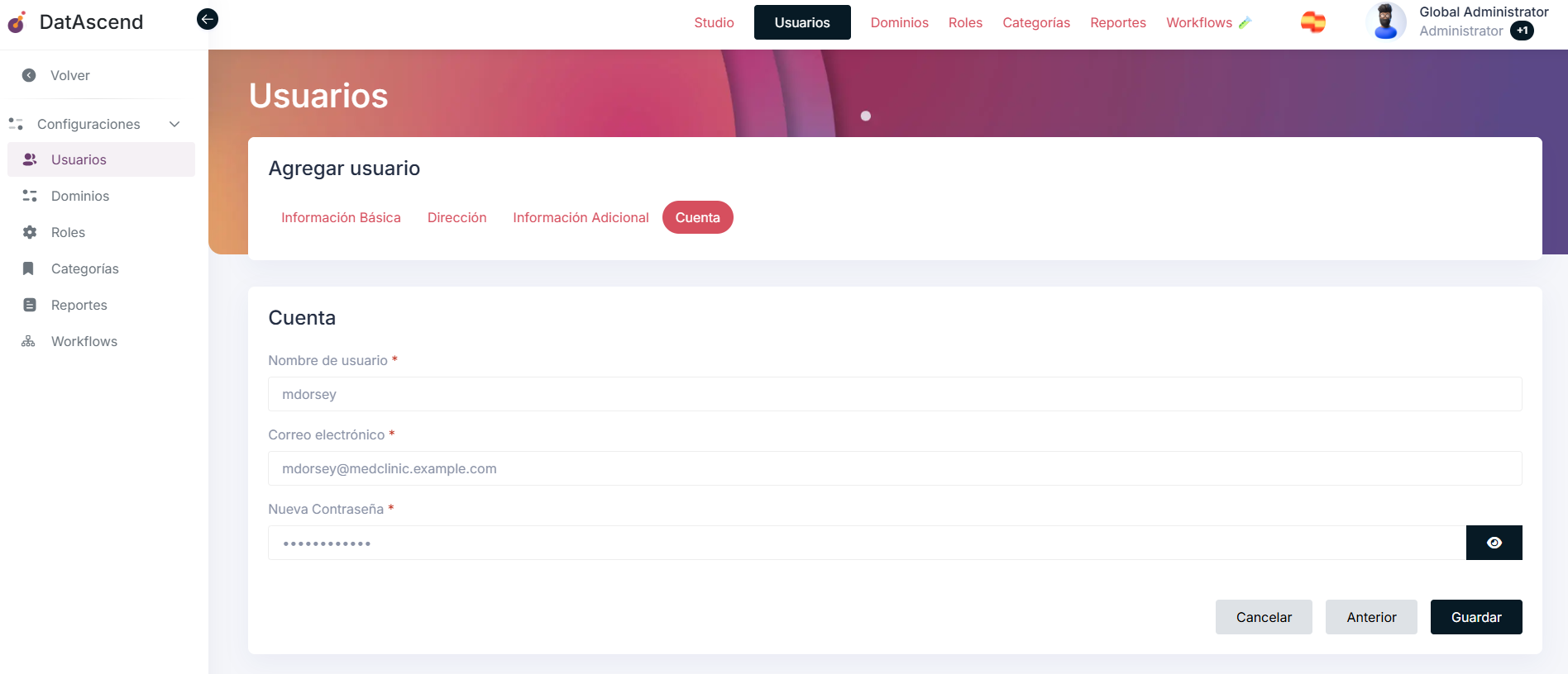 Credenciales de inicio de sesión