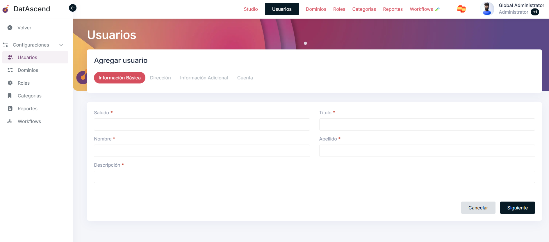Detalles básicos del usuario