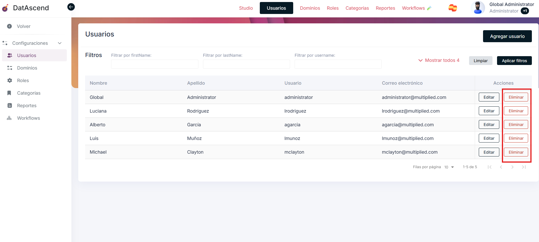 Botón Eliminar Usuario