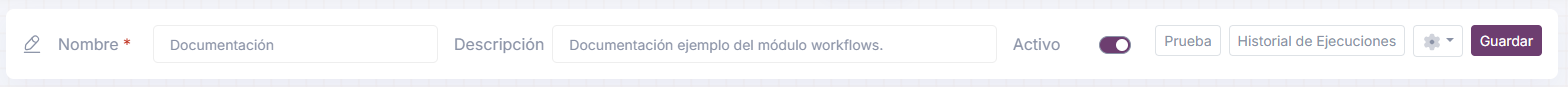 Barra de Herramientas del Editor de Workflows