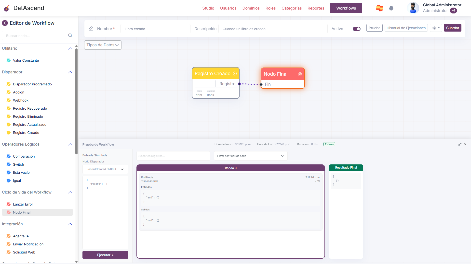 Editor de Workflows